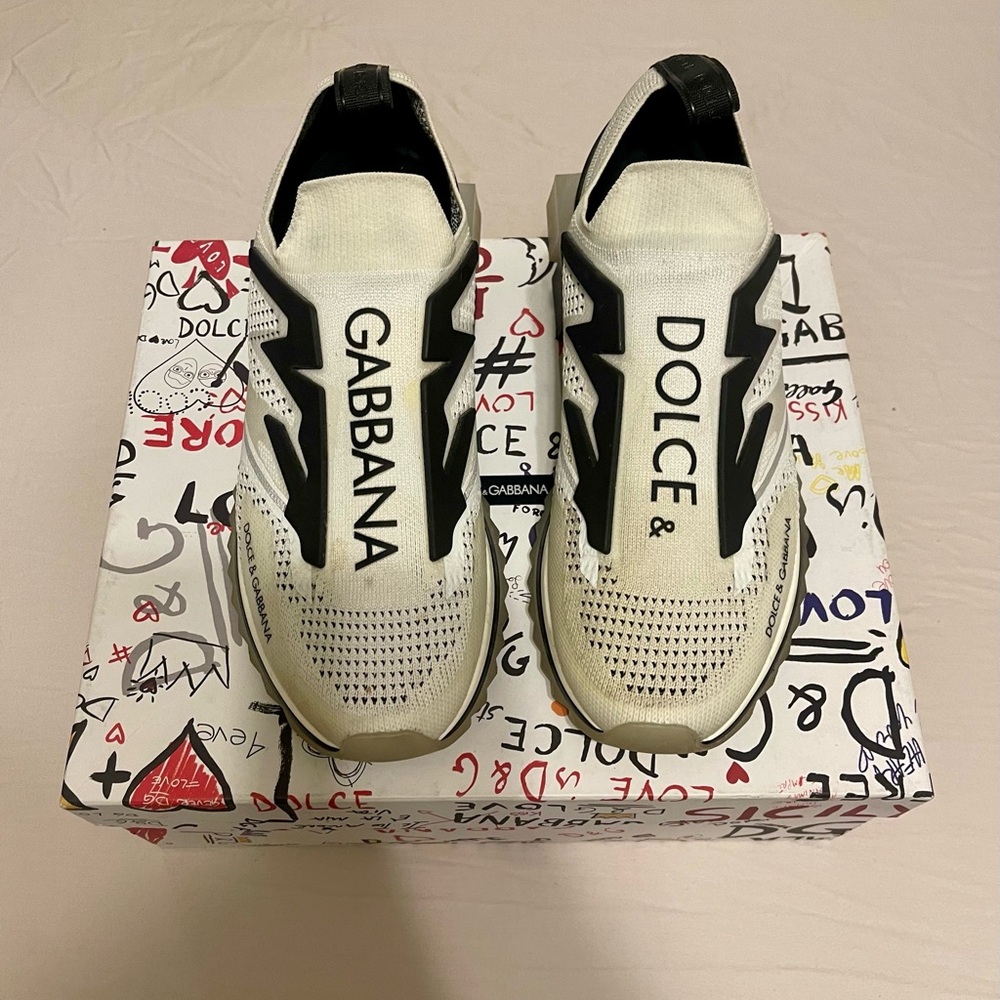 Dolce & Gabbana White and Black Sneakers Chunky Silhouette